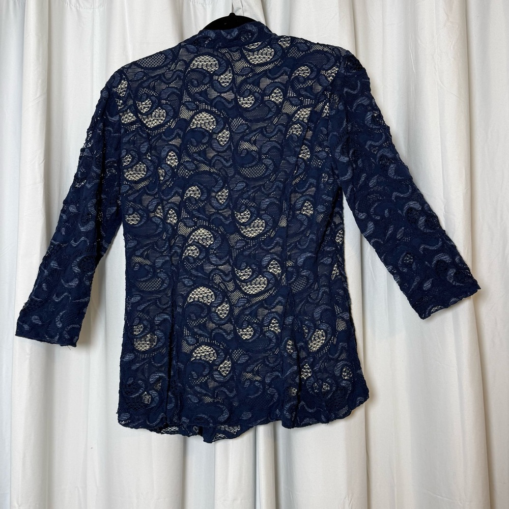 Elana Kattan Lace 2 Piece Skirt Set Wrap Peplum Top Navy Blue Women’s L / M - Picture 7 of 16